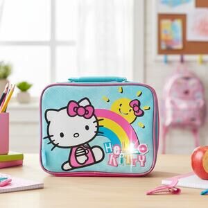 Hello Kitty Insulated Lunch Box Sanrio Pink Blue Soft Bento Bag Thermos School